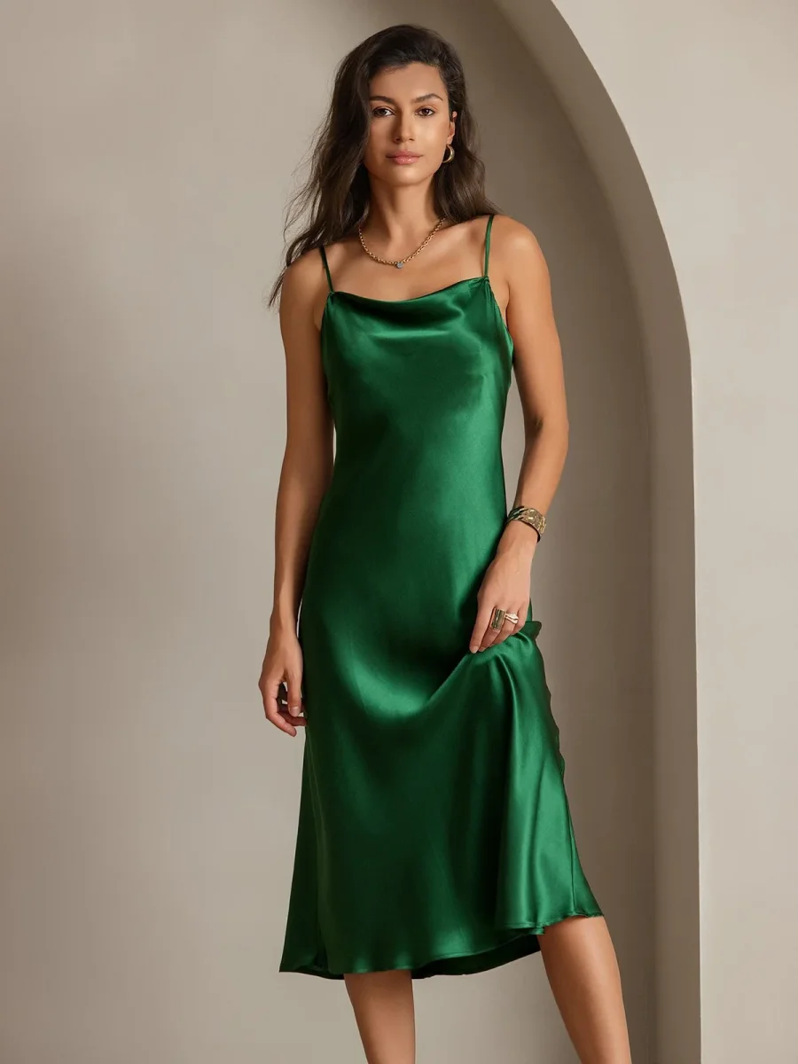 Vestidos Maxi Largos de Seda Pura con Tirantes - Imagen 6