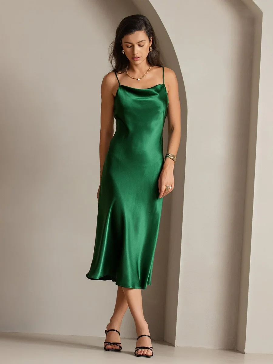Vestidos Maxi Largos de Seda Pura con Tirantes - Imagen 8