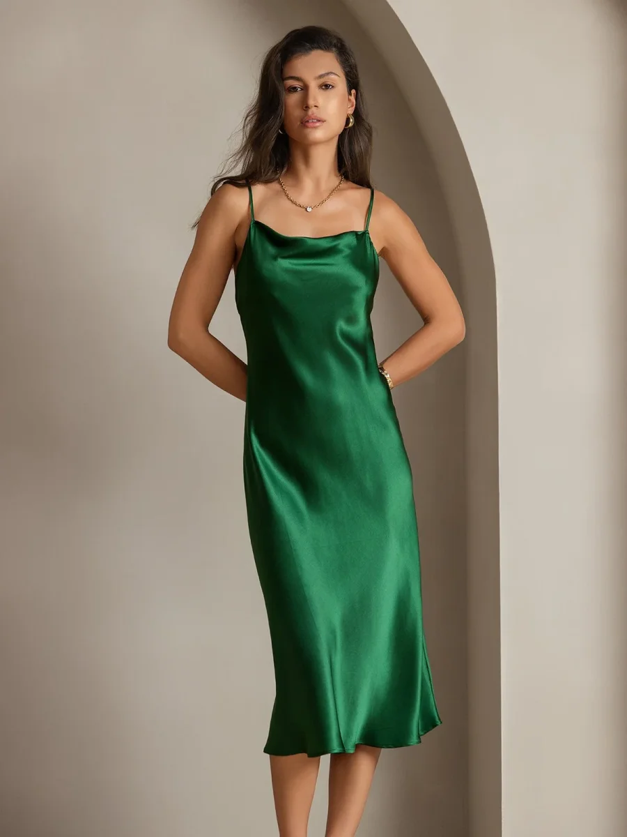 Vestidos Maxi Largos de Seda Pura con Tirantes - Imagen 9