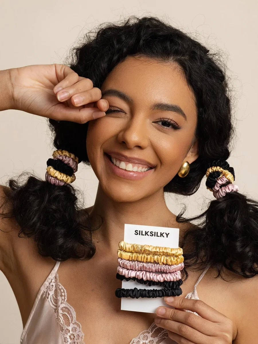 Set de 6 Pura Seda Scrunchies – Regular – 1 cm - Imagen 7