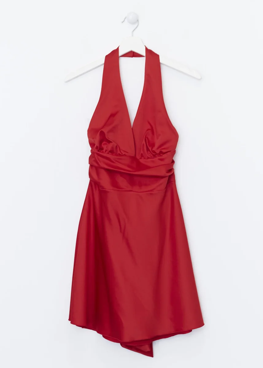 Vestido corto satinado - Imagen 5