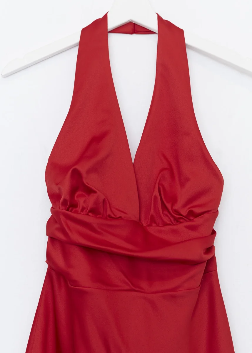 Vestido corto satinado - Imagen 6
