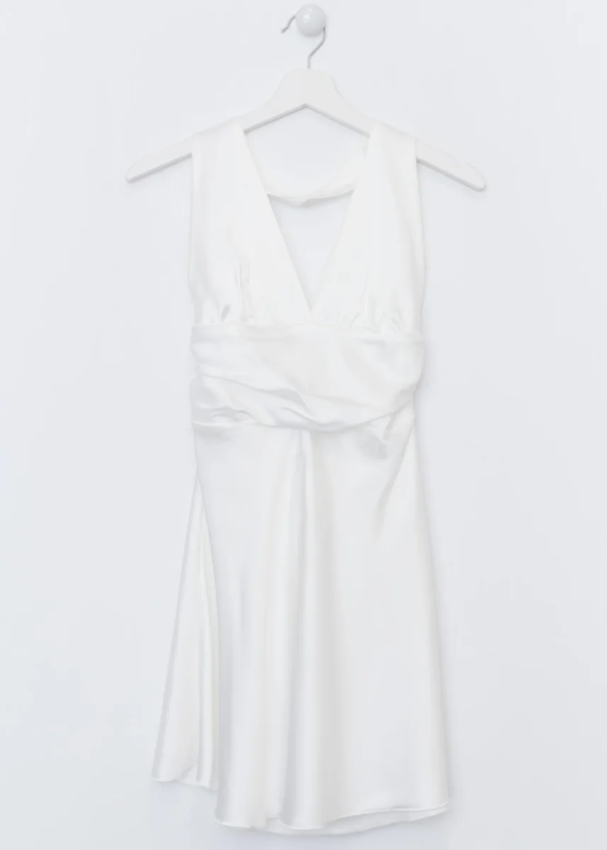Vestido corto satinado - Imagen 9