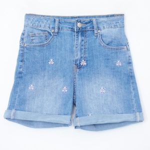 Short denim bordados flor