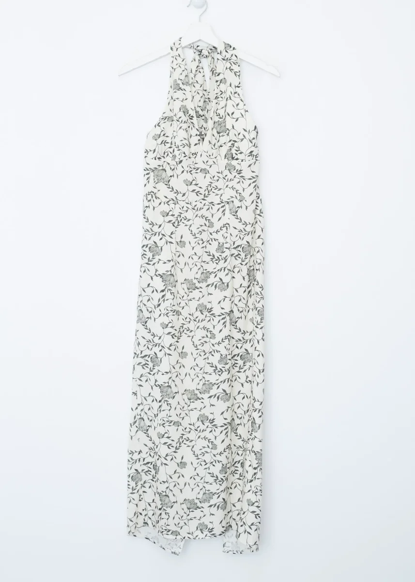 Vestido lino estampado halter - Imagen 8