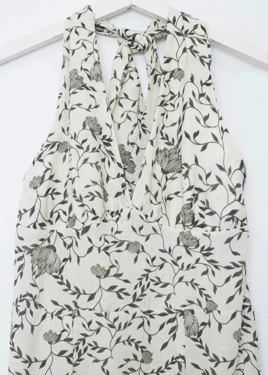 Vestido lino estampado halter - Imagen 9