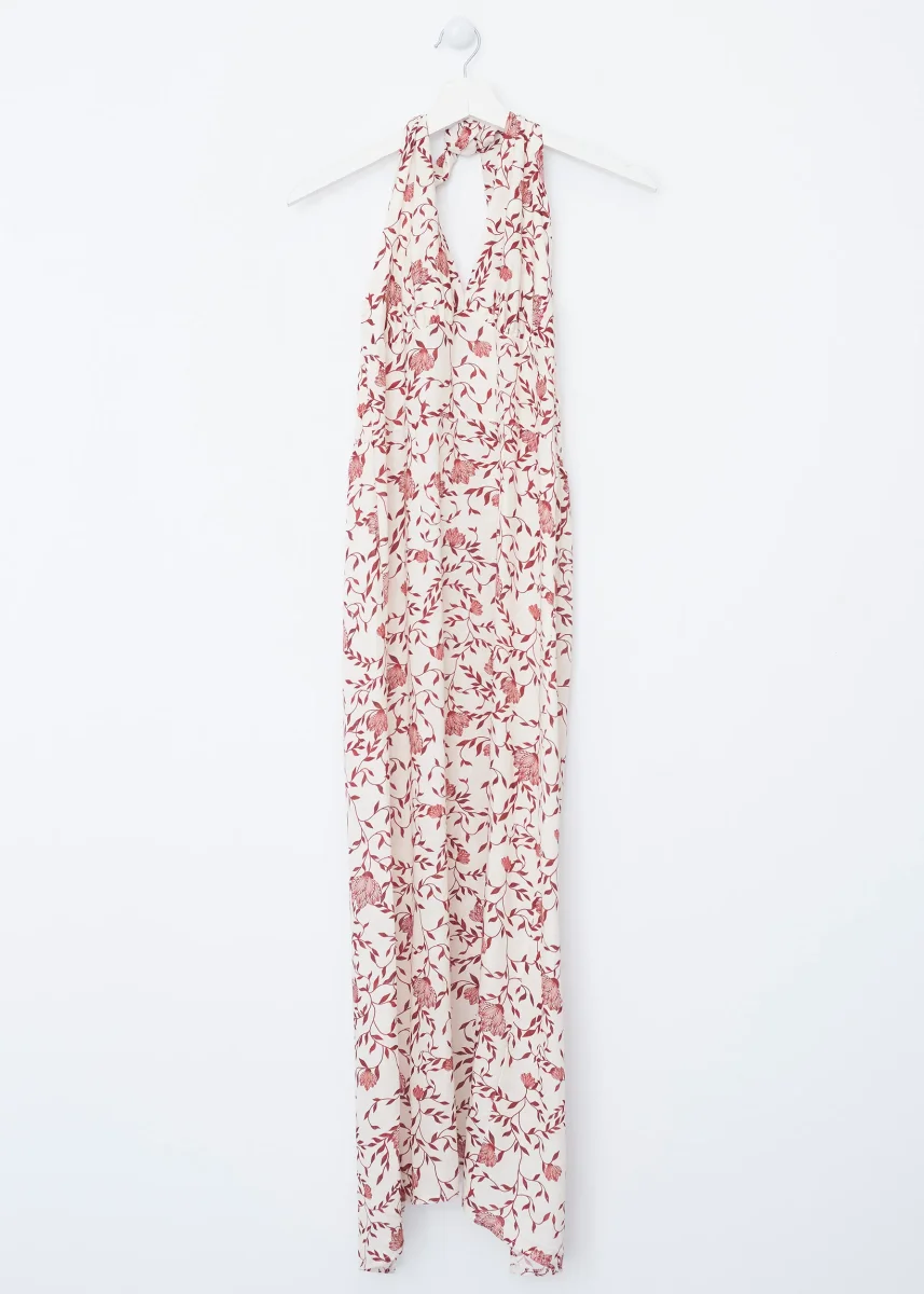 Vestido lino estampado halter - Imagen 6