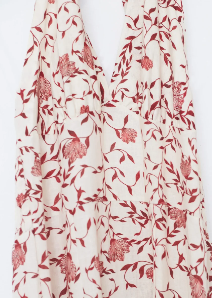 Vestido lino estampado halter - Imagen 7
