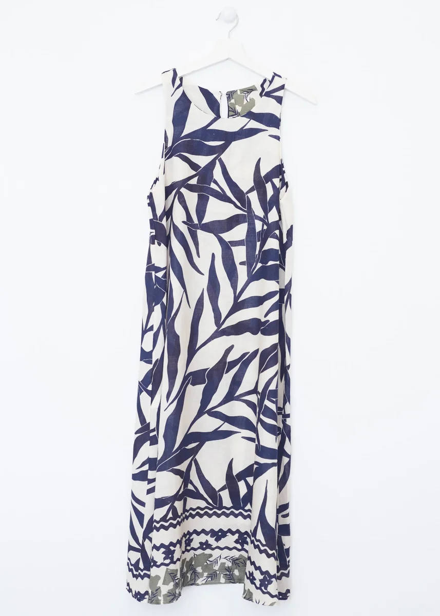 Vestido largo lino estampado - Imagen 7