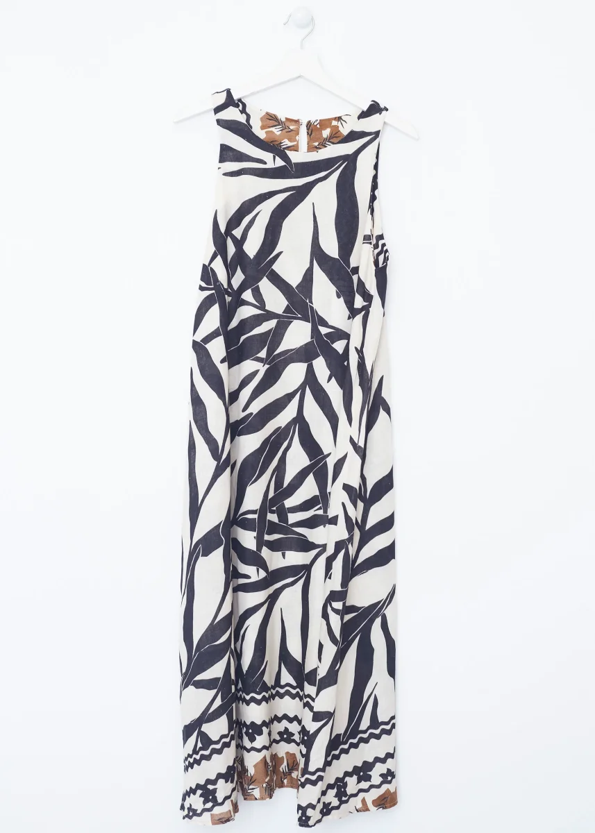 Vestido largo lino estampado - Imagen 6