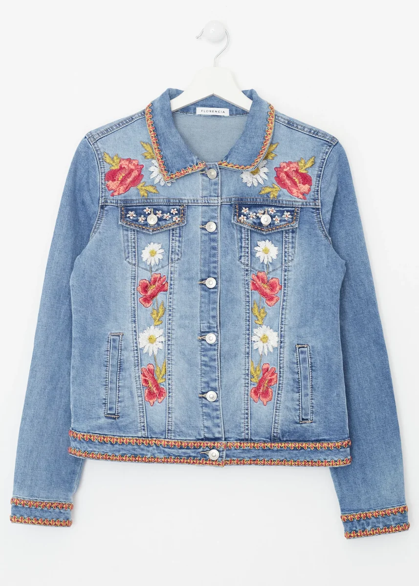 Cazadora denim bordados - Imagen 3