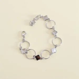 Pulsera combinada círculo y flor