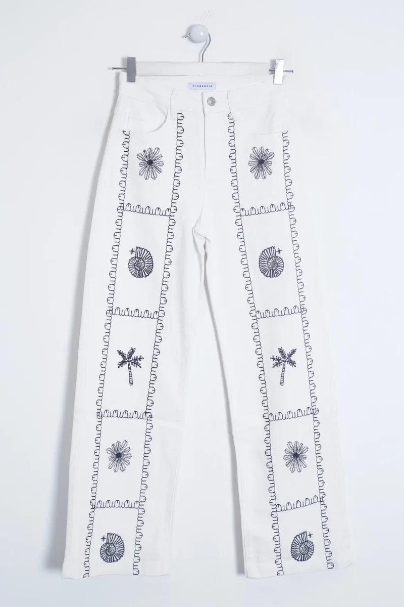 Jeans bordados rectos - Imagen 4