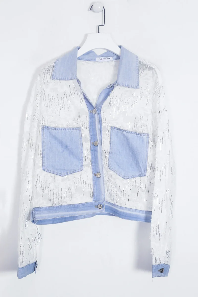 Cazadora lentejuelas denim - Imagen 4