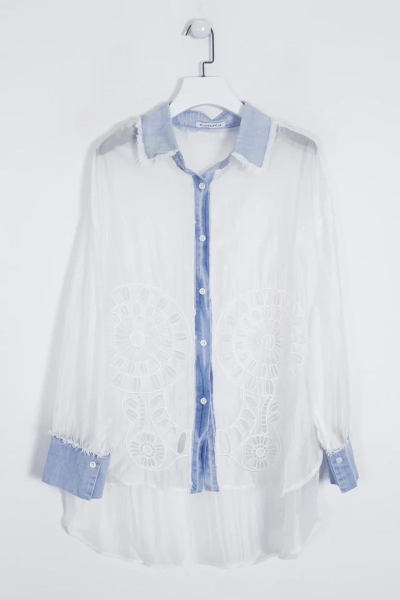 Camisa bordada denim - Imagen 5