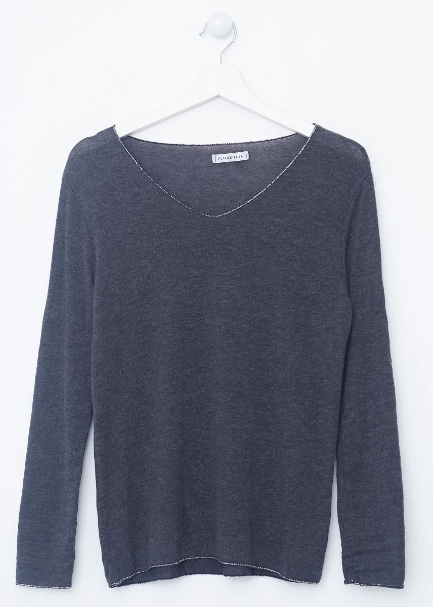 Camiseta cuello punta plateado - Imagen 8