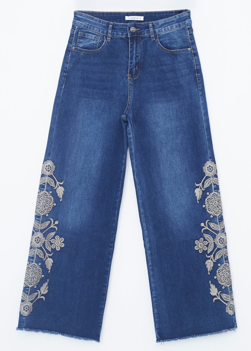 Jeans wide leg bordados - Imagen 5
