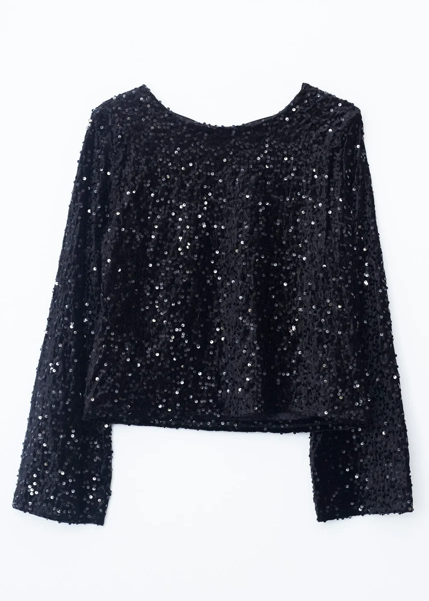 Camiseta terciopelo paillettes lazo - Imagen 7
