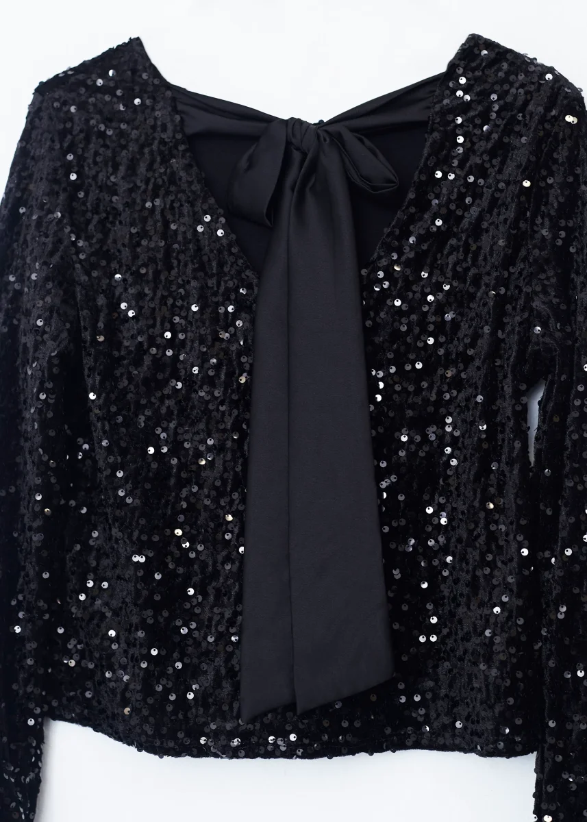 Camiseta terciopelo paillettes lazo - Imagen 9