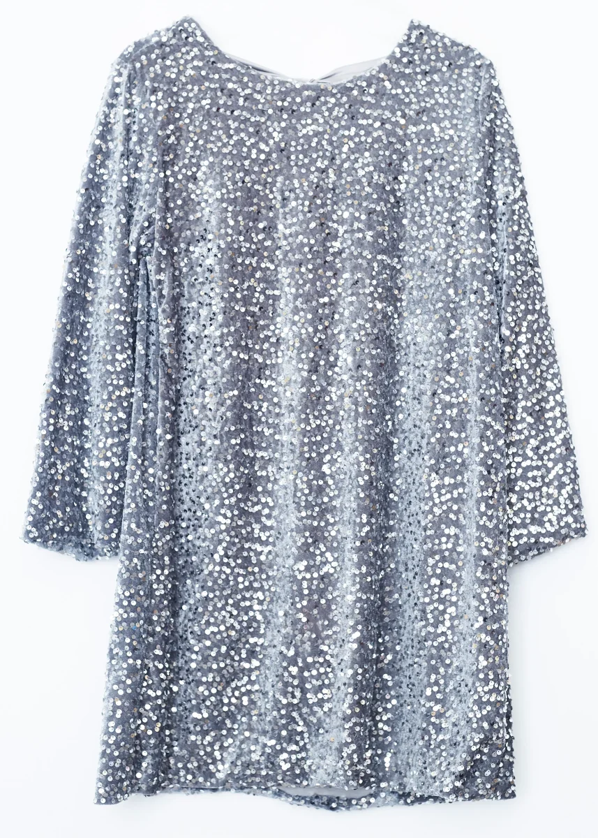 Vestido terciopelo paillettes lazo - Imagen 6