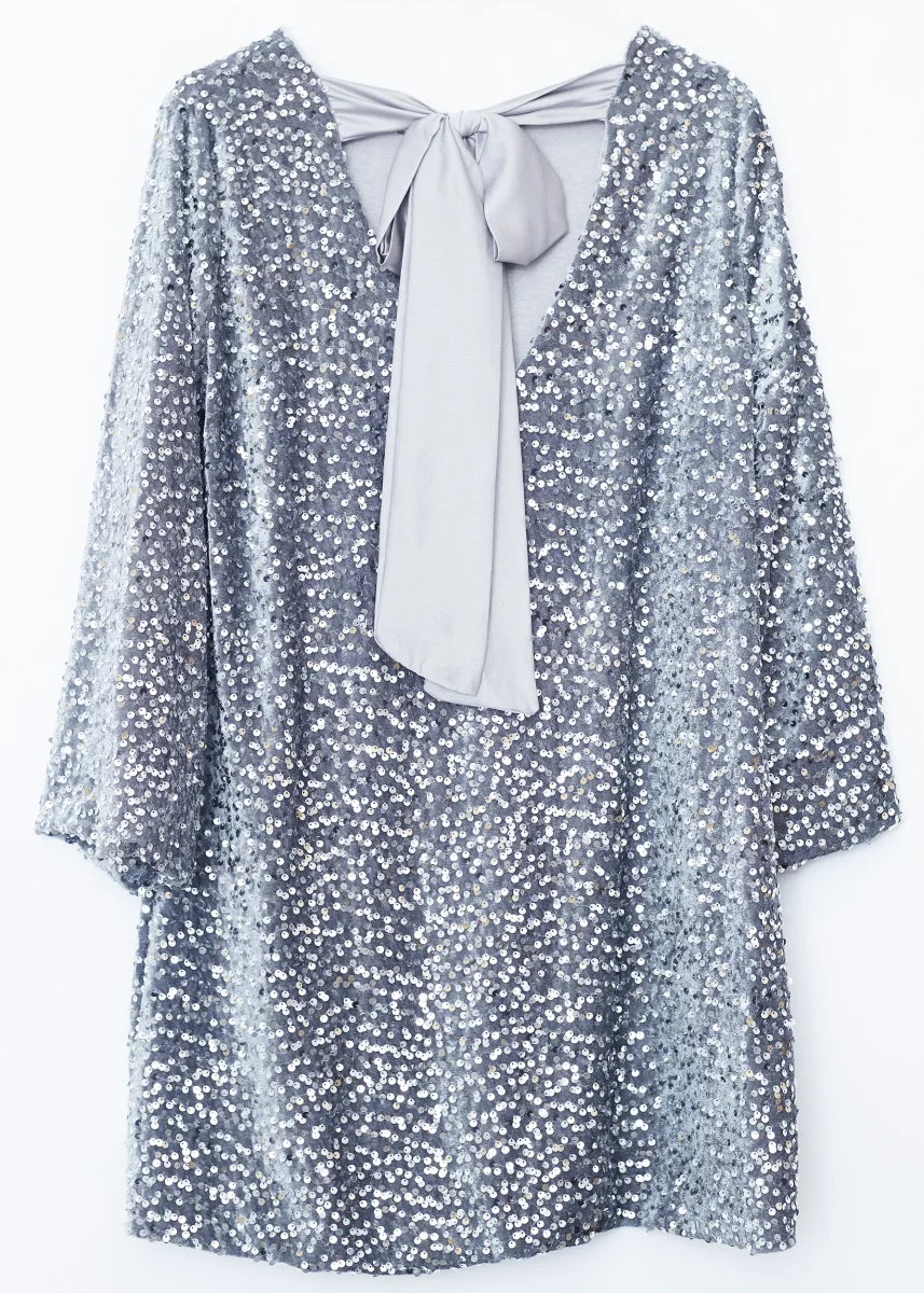 Vestido terciopelo paillettes lazo - Imagen 7