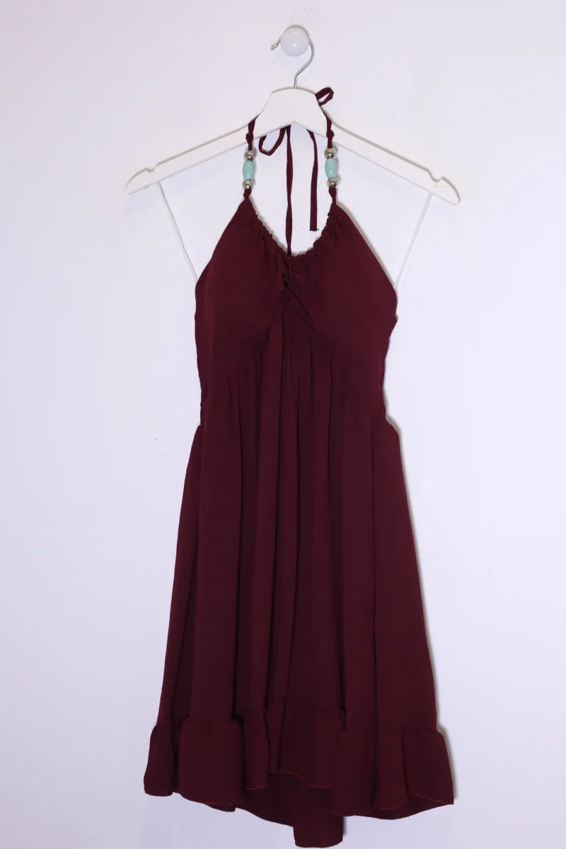 Vestido abalorios fluido corto - Imagen 4