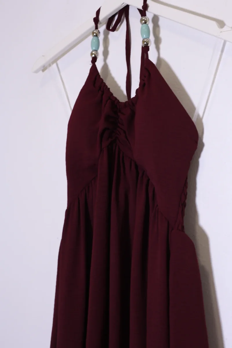 Vestido abalorios fluido corto - Imagen 5