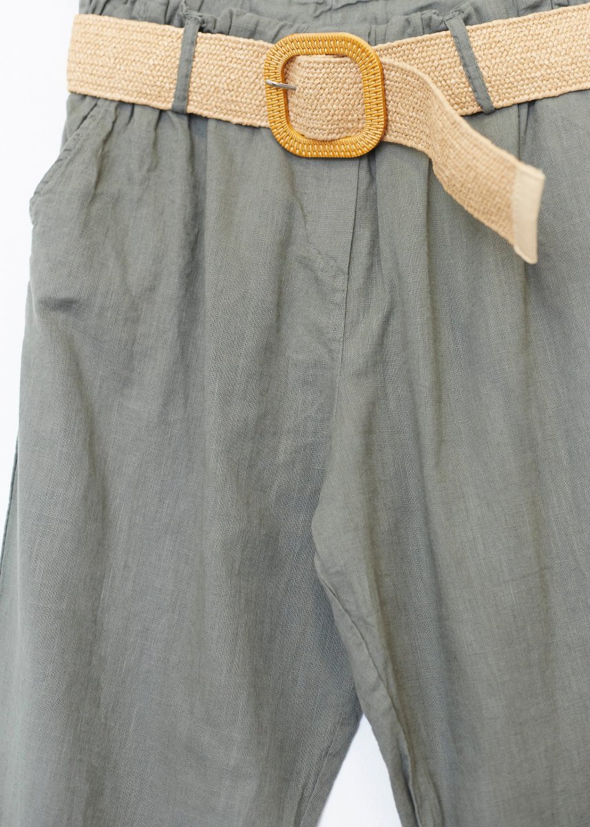 Pantalones lino cinturón - Imagen 9