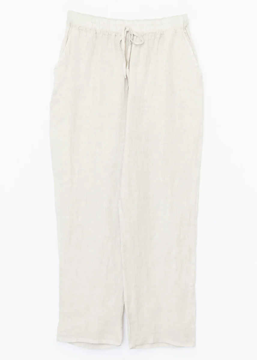 Pantalón lino recto bolsillos - Imagen 9