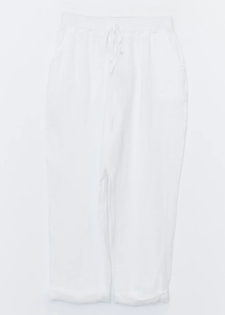 Pantalón lino recto bolsillos - Imagen 5