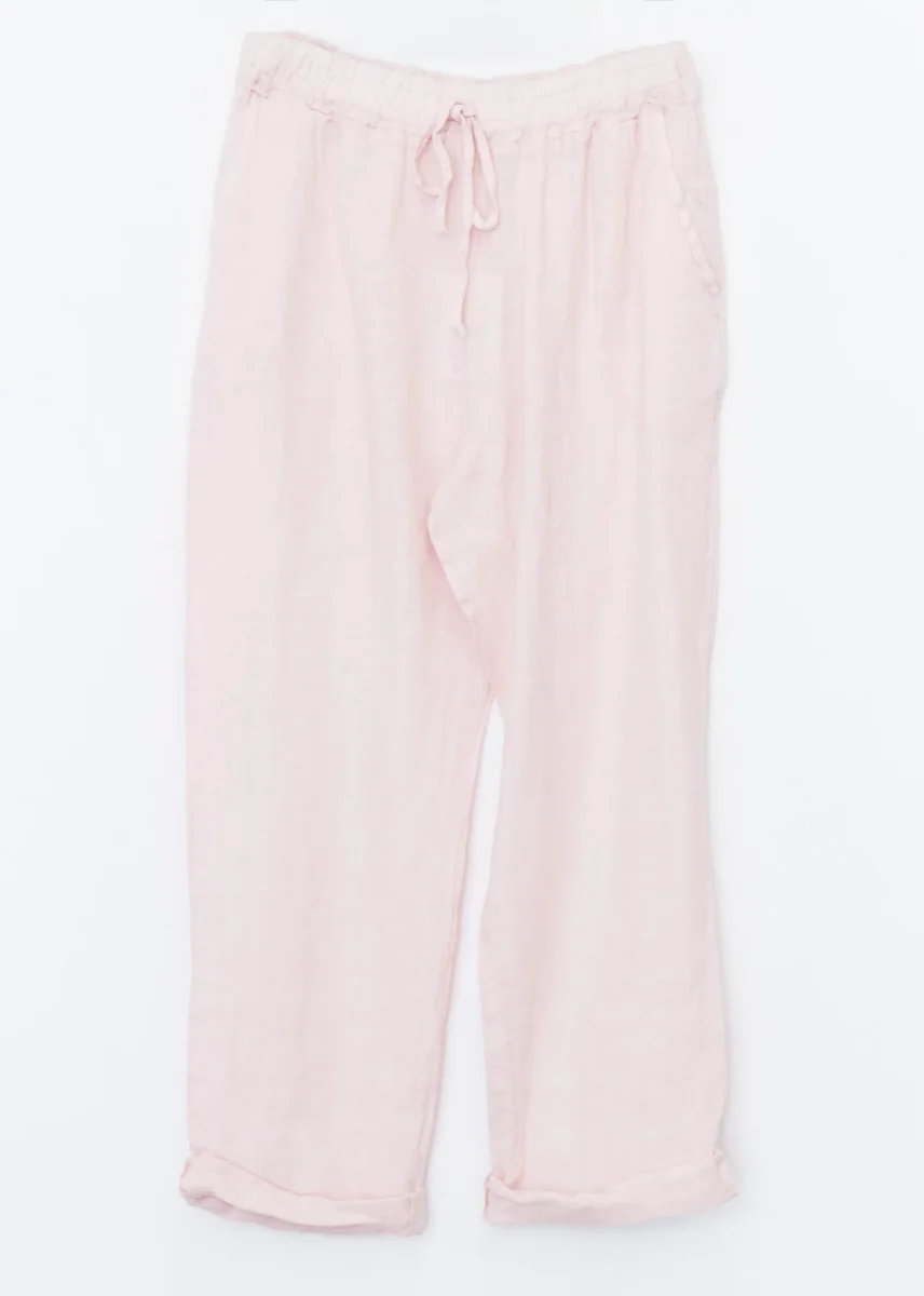 Pantalón lino recto bolsillos - Imagen 7