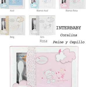 INTERBABY Tríptico Coralina para Cuna + Peine y Cepillo
