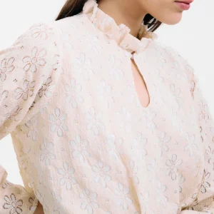 Blusa Meriggio Flores Bordadas Beige