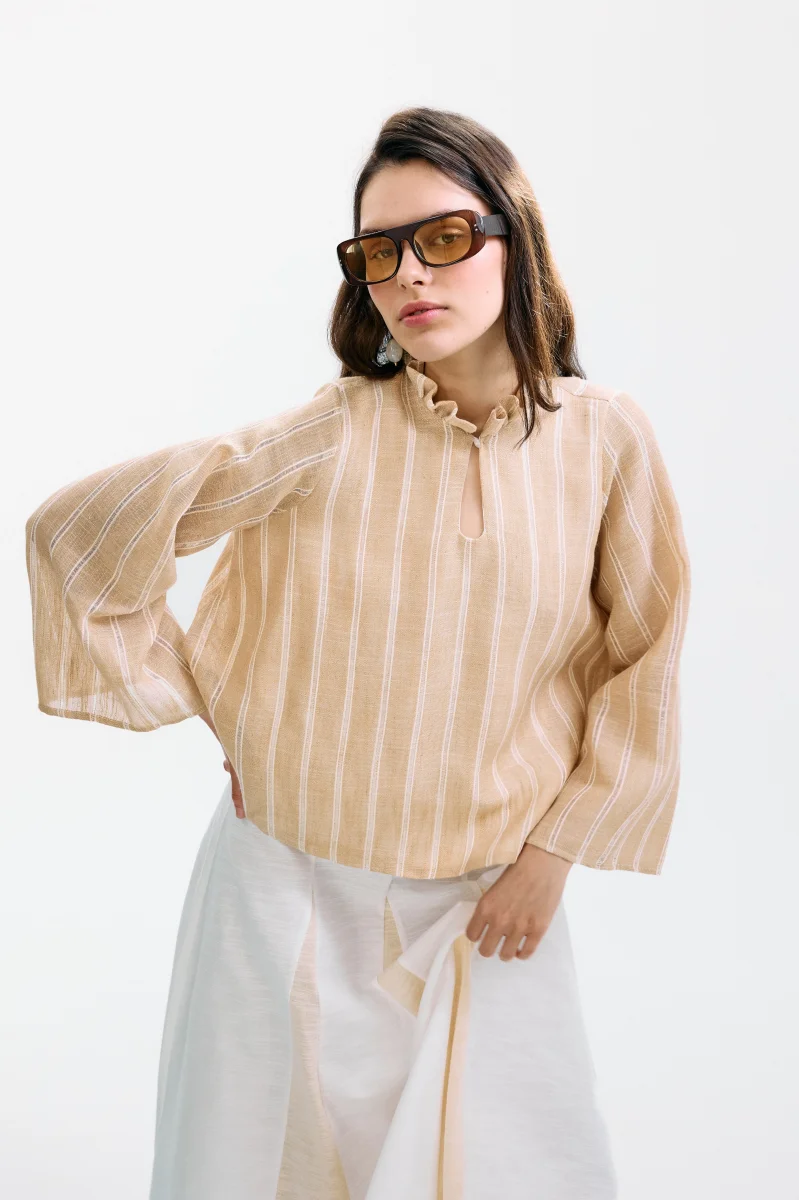 Blusa Zefiro Rayas Beige - Imagen 2