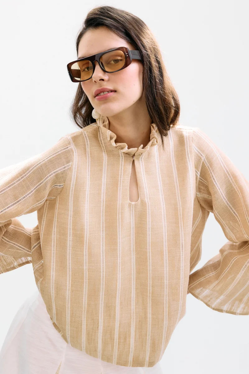 Blusa Zefiro Rayas Beige - Imagen 5