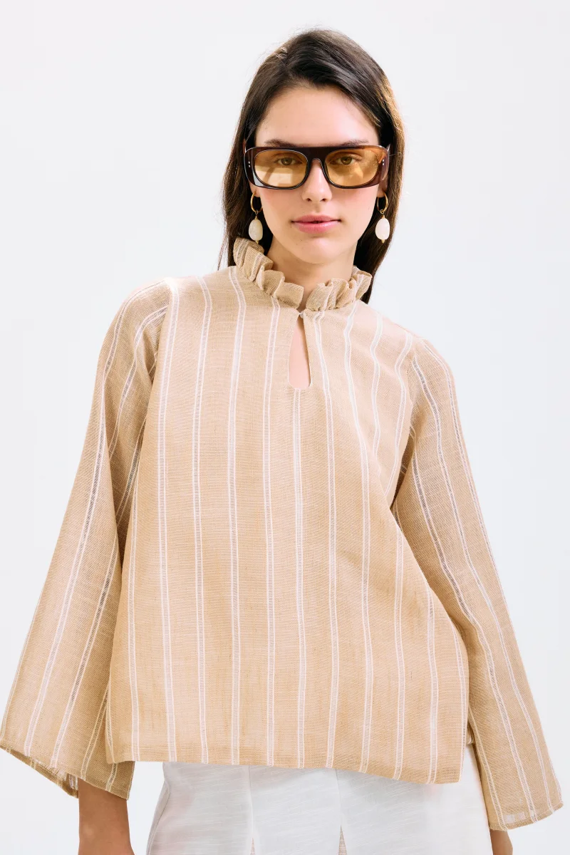 Blusa Zefiro Rayas Beige - Imagen 3