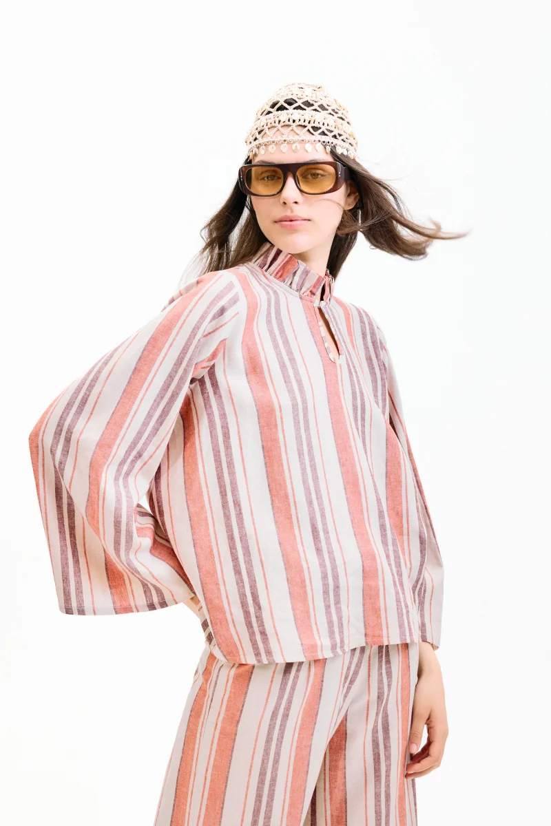 Blusa Scirocco Rayas Coral y Lila - Imagen 2