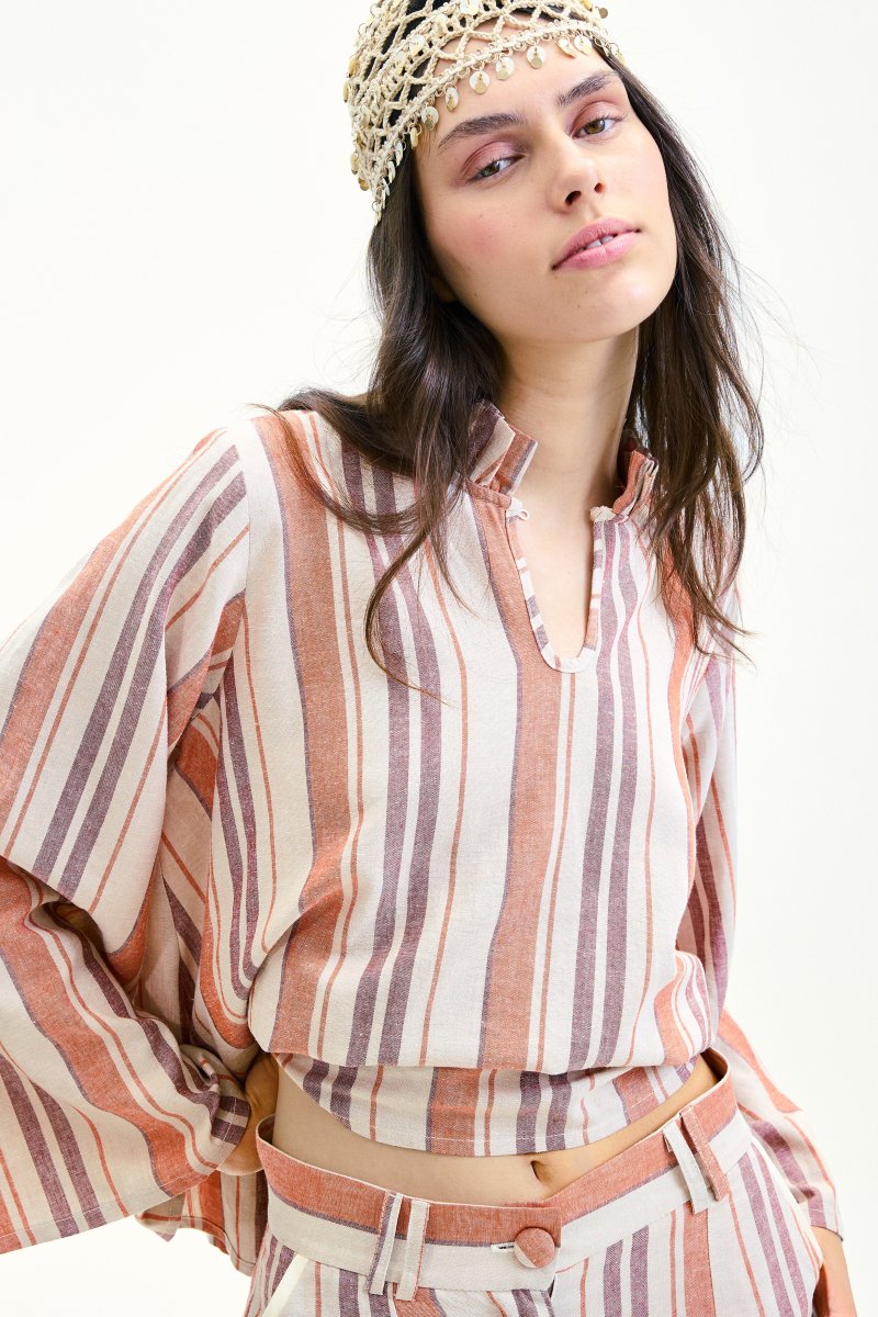 Blusa Scirocco Rayas Coral y Lila - Imagen 4