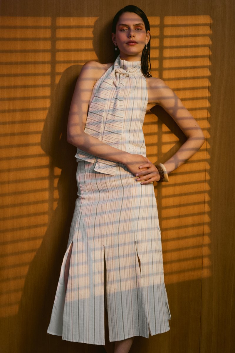 Falda Armonia Crudo Rayas Beige - Imagen 3