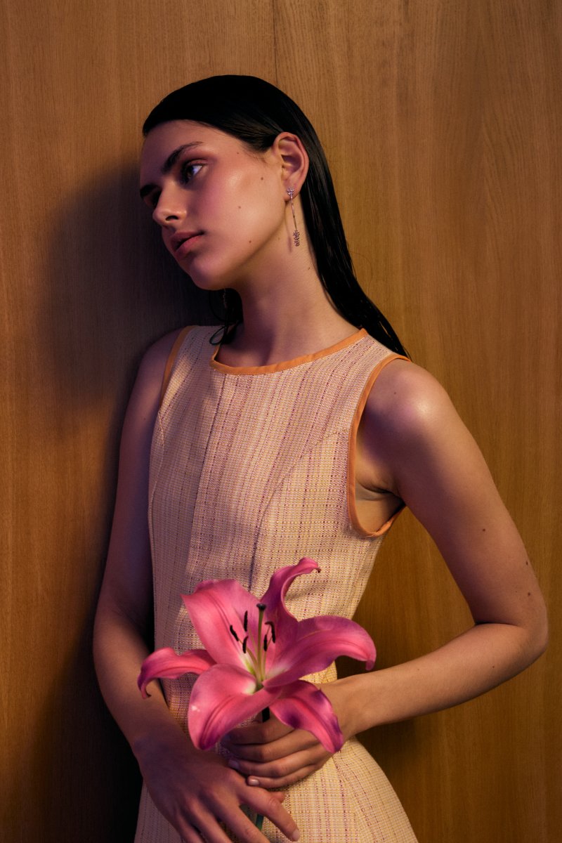 Vestido Tramonto Tweed Naranja - Imagen 3