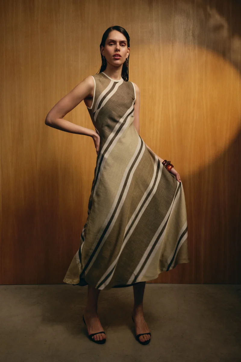 Vestido Moka Rayas Marrón - Imagen 6