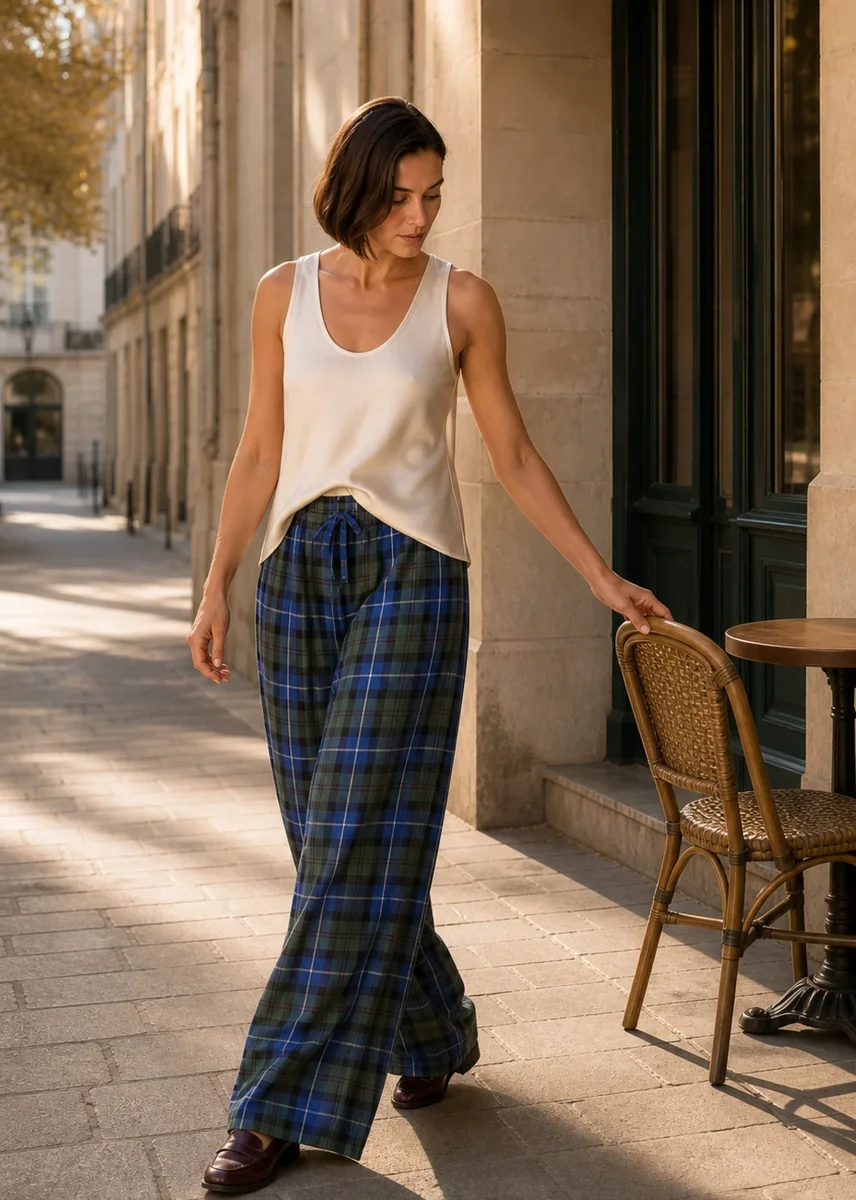 Pantalones anchos cuadros - Imagen 4