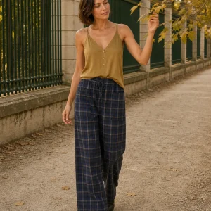 Pantalones anchos cuadros