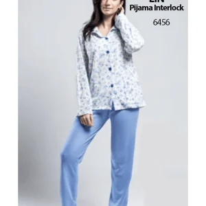LIN 6456 Pijama Interlock Mujer