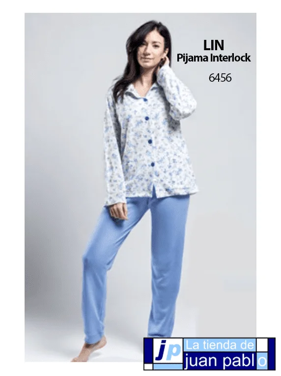 LIN 6456 Pijama Interlock Mujer