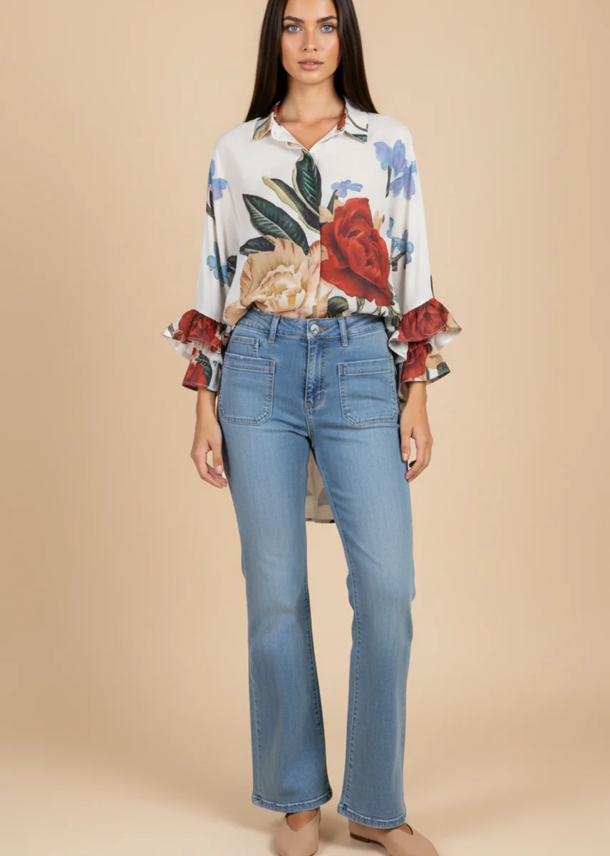 Camisa estampada volantes - Imagen 2