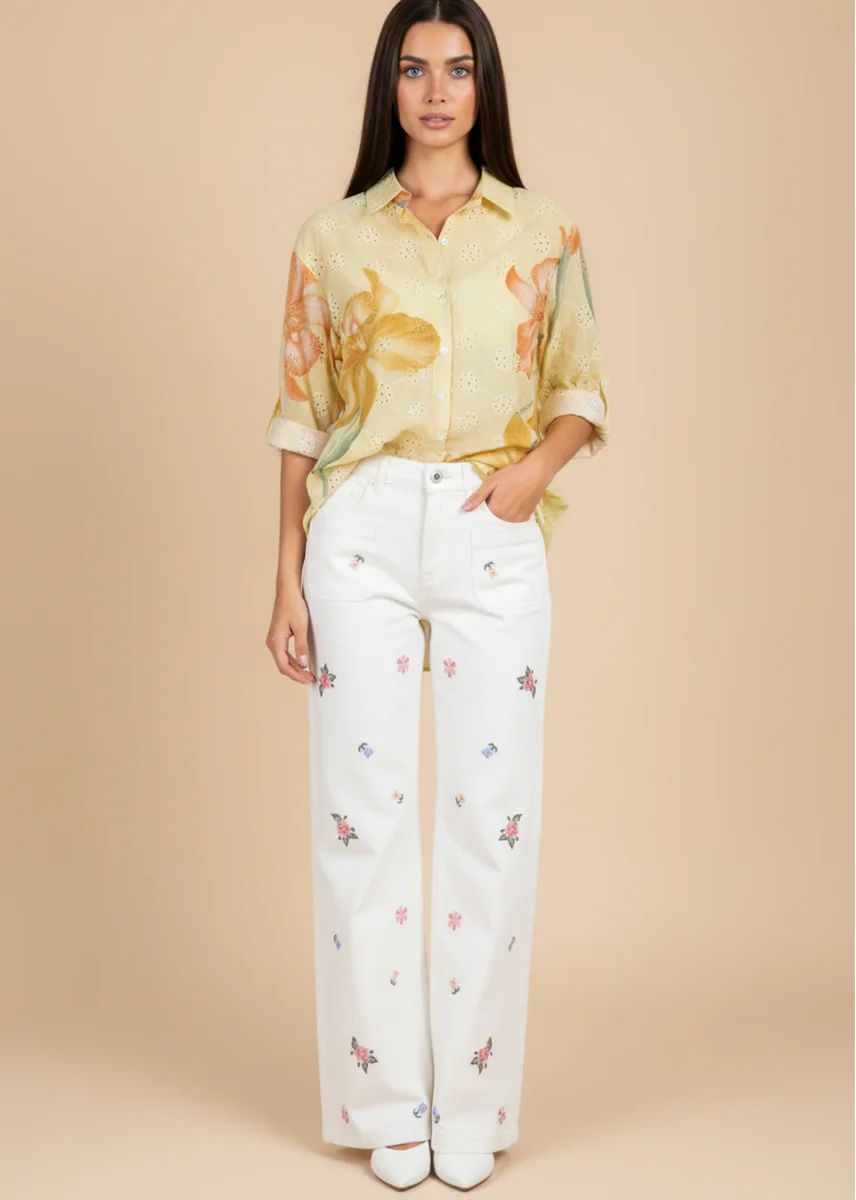 Camisa bordada estampada - Imagen 8