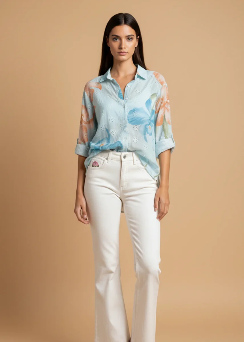 Camisa bordada estampada - Imagen 6