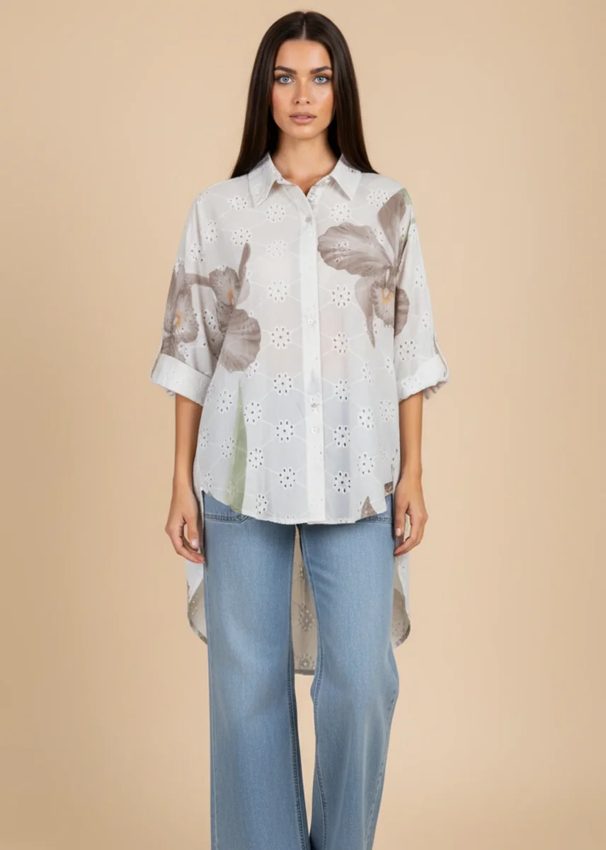 Camisa bordada estampada - Imagen 4
