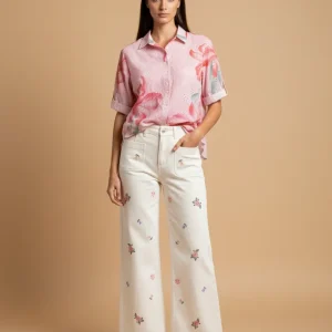 Camisa bordada estampada